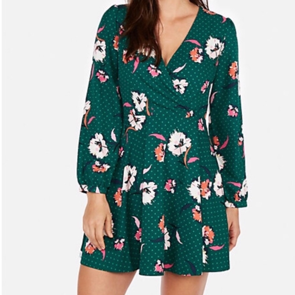 Express | Mixed Print Surplice Mini Dress Sz S NWT